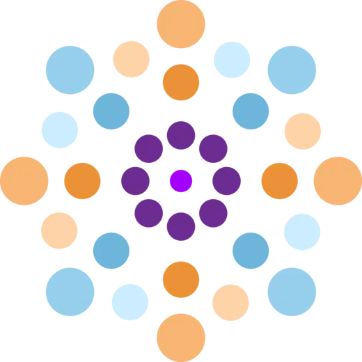 An image showing circles in shades of purple, blue and orange